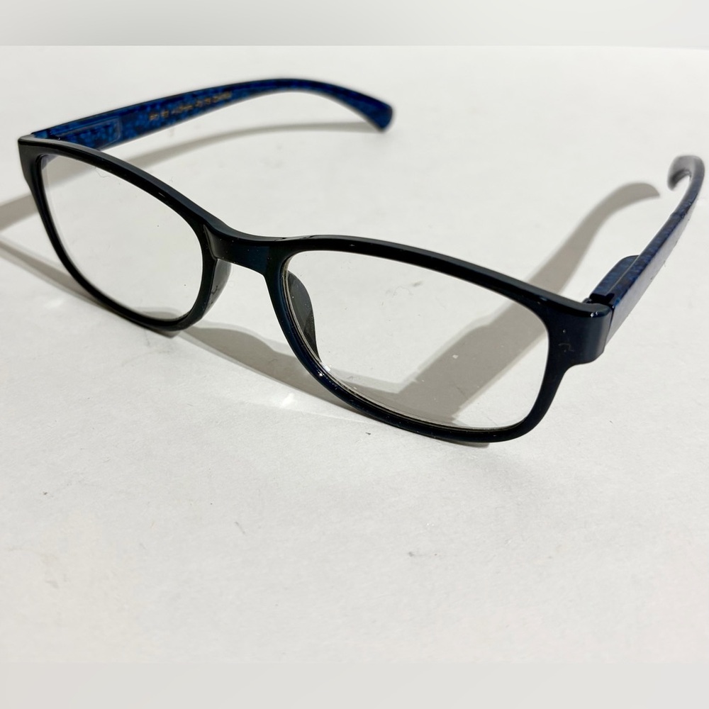 Reading Glasses Readers Womens Mens Black Frame Blue Arm +2.75 PD +/-62 Cloth